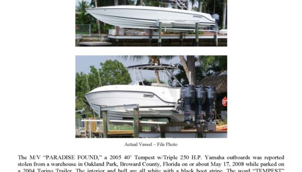 5985-08 Stolen Boat Notice