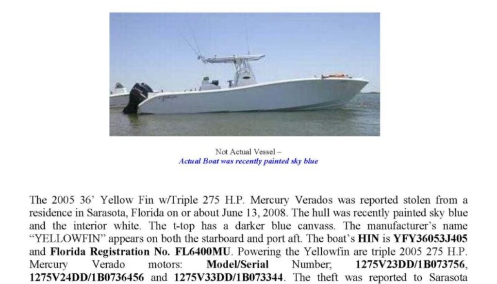 5994-08 Stolen Boat Notice