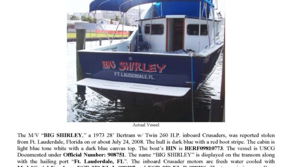 6009-08 Stolen Boat Notice