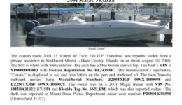 6011-08 Stolen Boat Notice 2003 33' Catera