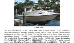 6019-08 Stolen Boat Notice - INTERLUDE 30' Century