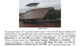 6020-08 Stolen Boat Notice -27' Cape Horn