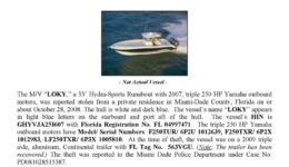 6032-08 Stolen Boat Notice -33' Hydrasport