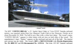 6045-08 Stolen Boat Notice -31' Jupiter