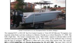 6057-08 Stolen Boat Notice - 28' Sea Fox UPDATED