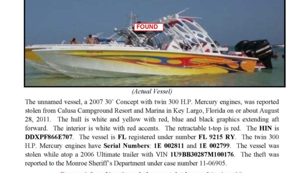 6284-11 Stolen Boat Notice - 30' Concept