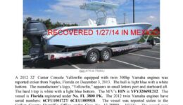 6444-13 Stolen Boat Notice - 32' Yellowfin