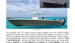 6462-14 Stolen Boat Notice - 38' Jupiter