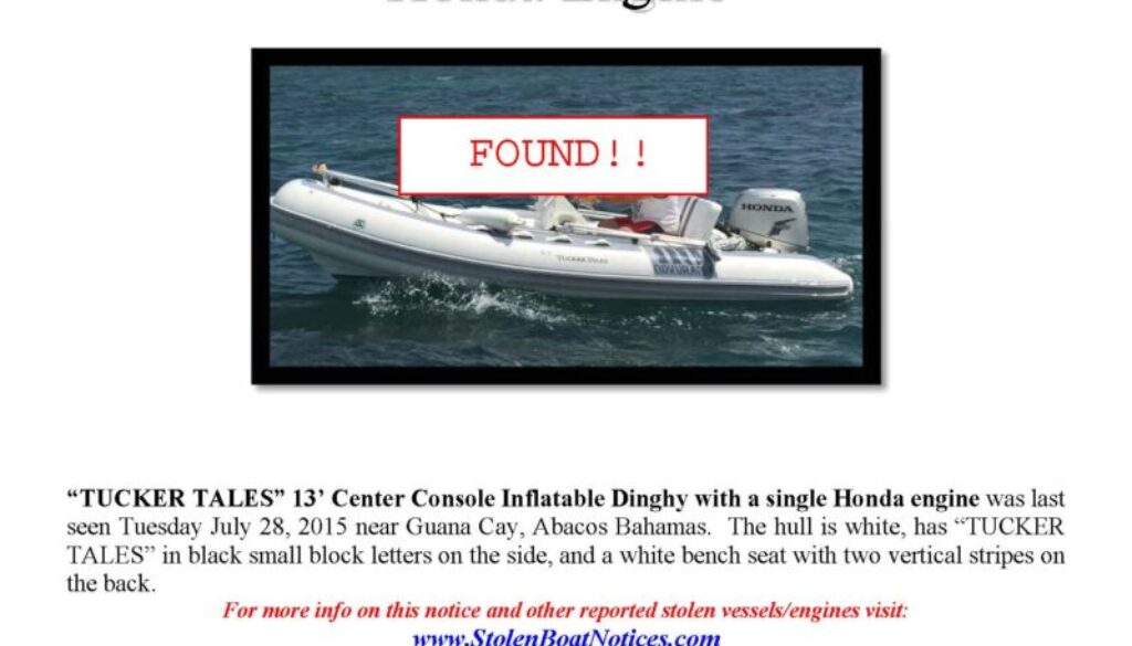 6606-15 Missing Dinghy Tucker Tales Found