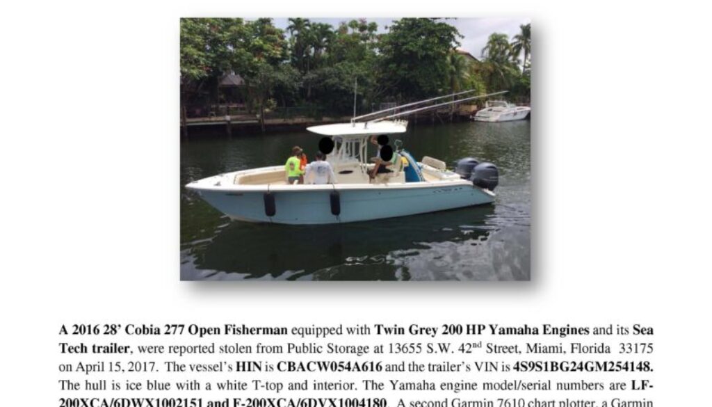 6778-16 Stolen Boat Notice - 2016 27 Cobia (2)