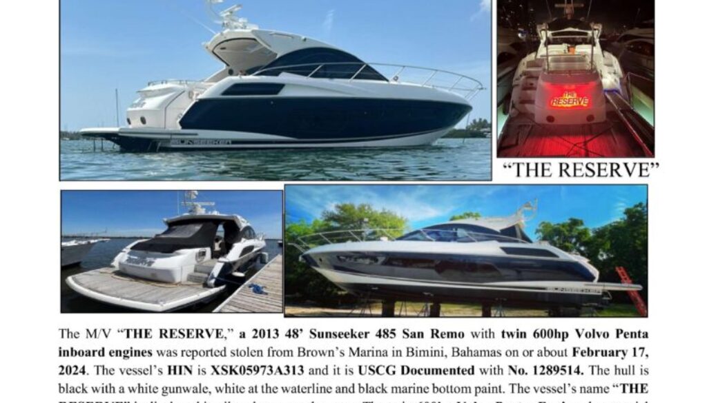 NMA24008390 Stolen Boat Notice - 2013 Sunseeker NMA24008390 Stolen Boat Notice - 2013 Sunseeker